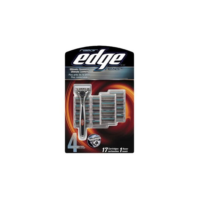 Edge 4-Titanium-Blade Razor With 17 Refill Catridges