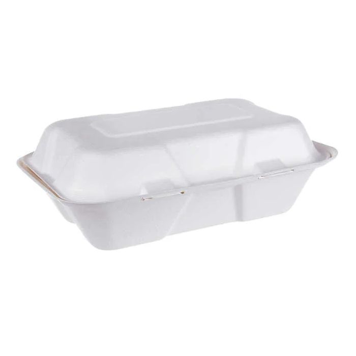 iEco Hinged Bagasse Containers 6 in × 9 in 2 packs of 50