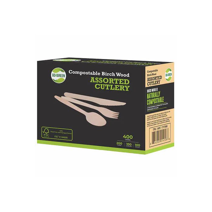 Go4Green Assorted Birch Cutlery (Pack of 400)