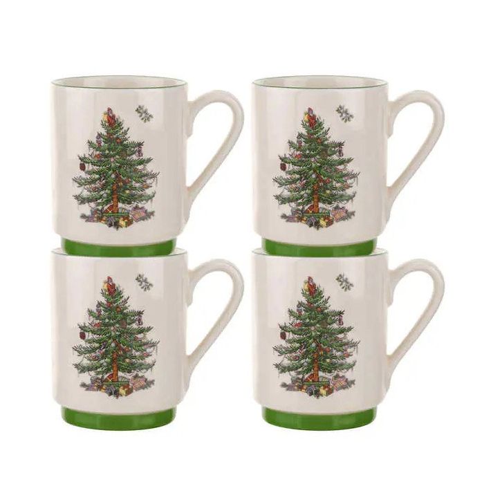 Spode Christmas Tree Collection, Stackable Mug Set, 4-piece