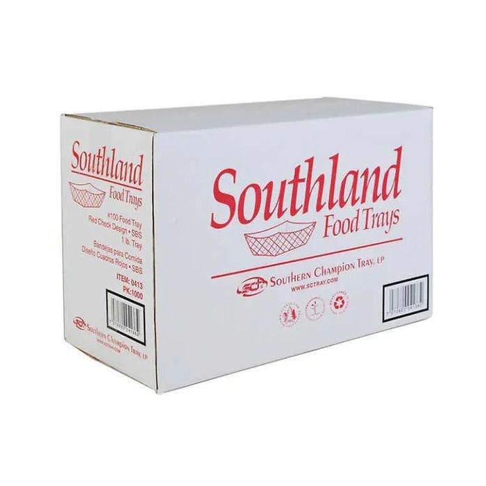 Southland 1 lbs red checkered food trays (Case of 1000)