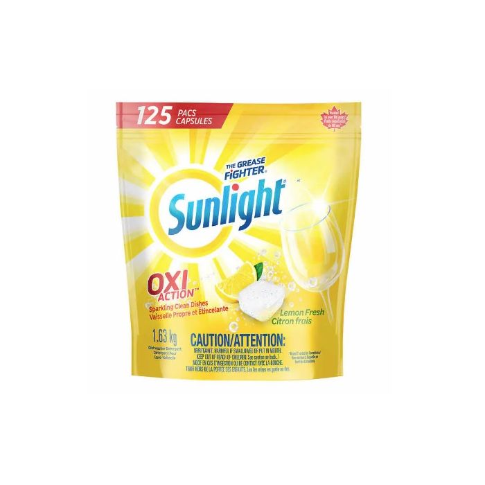 Sunlight Oxi Action Dishwasher Detergent Pacs 125 count