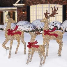 Set of 3 LED Glittering Reindeer
